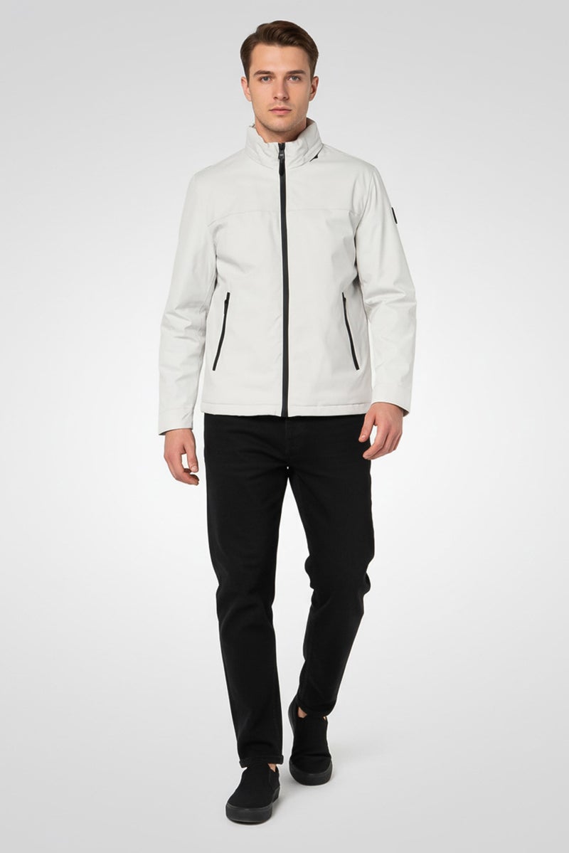 DKNY Men Solid Parka Jacket, Light Grey - Image 1